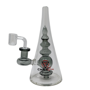 Chill Glass - 7.5" Disk Perc Cone Rig Water Pipe With Colored Tree 14Female - [JLE-57]