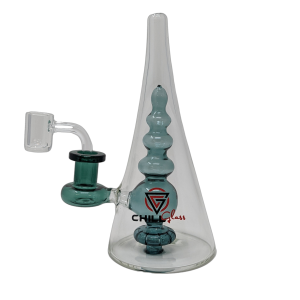 Chill Glass - 7.5" Disk Perc Cone Rig Water Pipe With Colored Tree 14Female - [JLE-57]