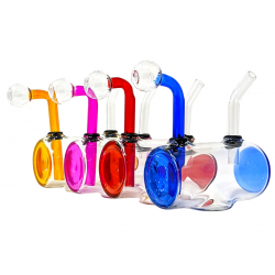 Assorted Horizontal Bubbler Hand Pipe with Oil Dome - [JO48]
