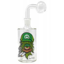 8" Assorted US-Made Decal Clear Bubbler Hand Pipe with Oil Dome - [JO50]