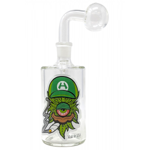 8" Assorted US-Made Decal Clear Bubbler Hand Pipe with Oil Dome - [JO50]