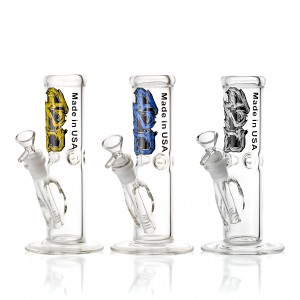 8" 50mm USA Made "420" Decal Art Straight Water Pipe - Assorted [JO55]