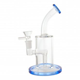 7" Color Accent Mouth Perc Cylindrical Water Pipe - [JS2307]
