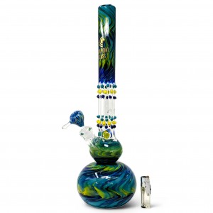 High Point Glass - 22.5" USA Blown  9mm  Multi Marble Outside Art Work Water Pipe - [L-86]