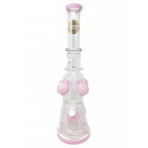 19" On Point Glass Assorted Sprinkler Perc Quadruple Ball Recycler Beaker Water Pipe - [LK-11]
