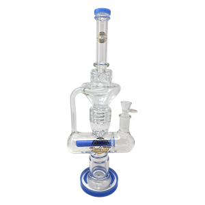 16.5" On Point Glass Assorted Barrel Perc Multi Chamber Recycler Water Pipe - [LK-14]