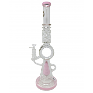 18" On Point Glass Assorted Sprinkler Cone Perc Barrel Chamber Water Pipe - [LK-17]