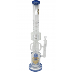 22" On Point Glass Assorted Multi Perc Recycler with Ice Catchers Water Pipe - [LK-8]