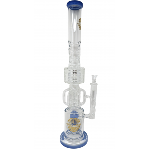 22" On Point Glass Assorted Multi Perc Recycler with Ice Catchers Water Pipe - [LK-8]