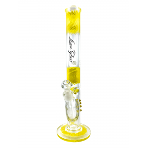 Linea Glass - 18" USA Blown 9mm Marble Straight Water Pipe - Yellow [LNA02]