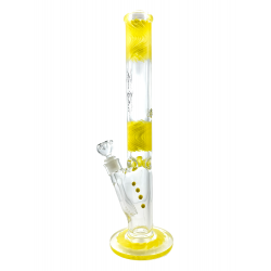 Linea Glass - 18" USA Blown 9mm Marble Straight Water Pipe - Yellow [LNA02]