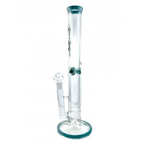 Linea Glass - 18" USA Blown 9mm W / HoneyComb Disk Cylinder Water Pipe - Aqua [LNA04]
