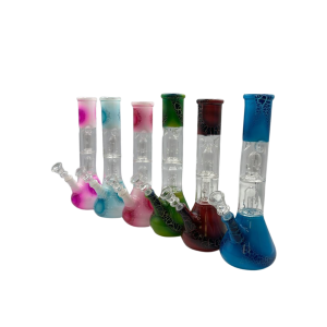 10" Color Double Perc Water Pipe [PCL163] 
