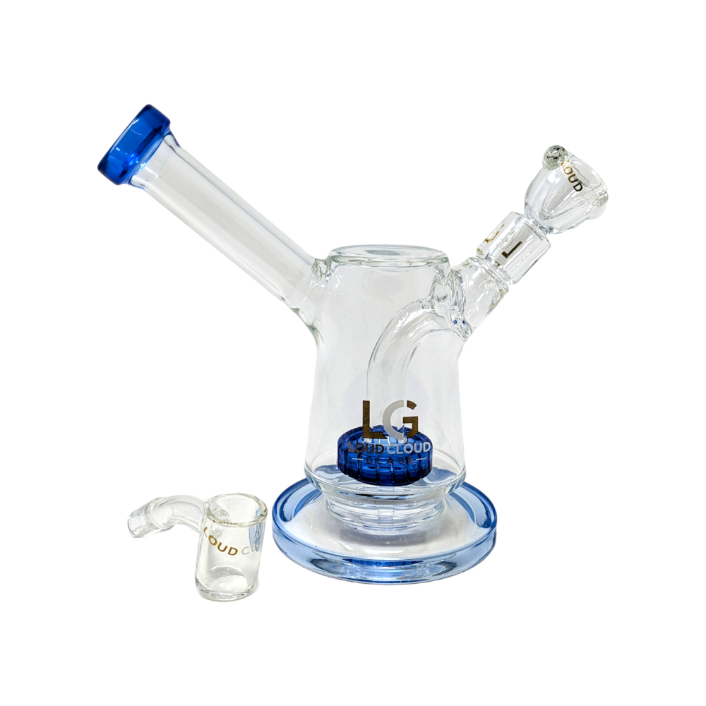 8" Loud Cloud Glass Showerhead Perc Water Pipe Rig with Bowl & Banger - [EI-106]