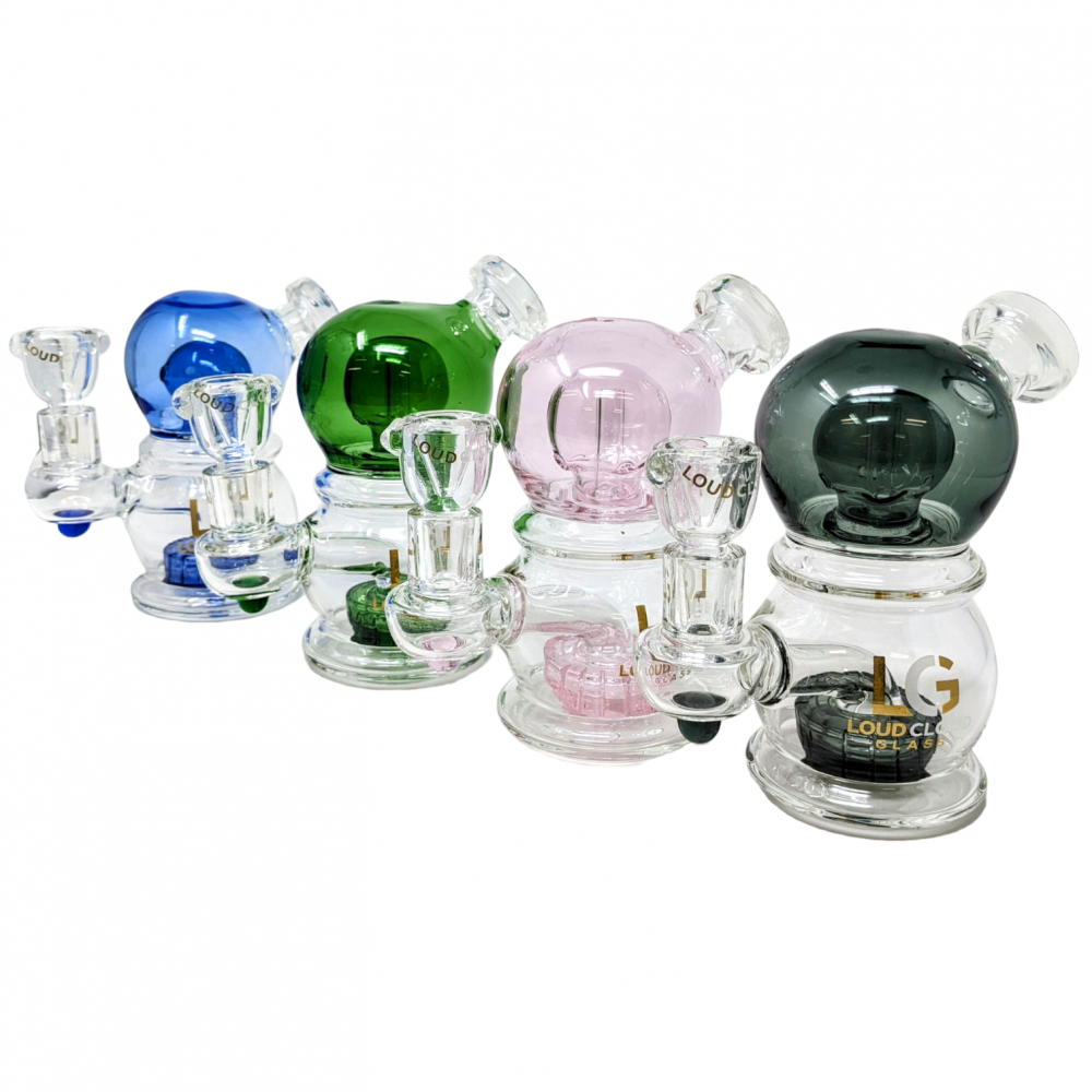 6" Loud Cloud Glass Showerhead & Ball Perc Water Pipe with Bowl & Banger - [SE-103]