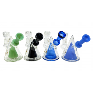 5" Loud Cloud Glass Pyramid Perc Water Pipe with Bowl & Banger - [SI-102]