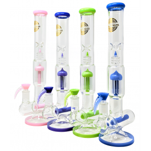 On Point Glass - 16" Multi Perc Water Pipe with Spiked Bowl - [MB1360]