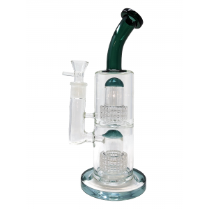 11" Bent Neck Double Layer Matrix Perc Water Pipe [MB235]