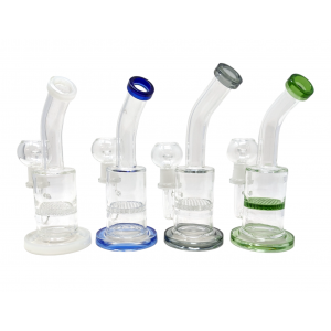 6" Color Trim Honeycomb Perc Water Pipe with Oil Dome - [MIP602(O)]