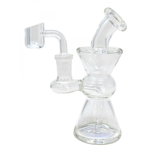 6" Mini Clear Hourglass Circle Center Water Pipe Rig - [MRJ21-A]