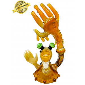 Waiving Hand with Honey Drip & Bees Water Pipe - [NAP02]