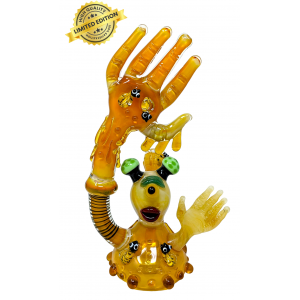 Waiving Hand with Honey Drip & Bees Water Pipe - [NAP02]