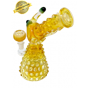 Gold Fumed One-Eyed Fish Multi Marble Water Pipe Rig - [NAP06]