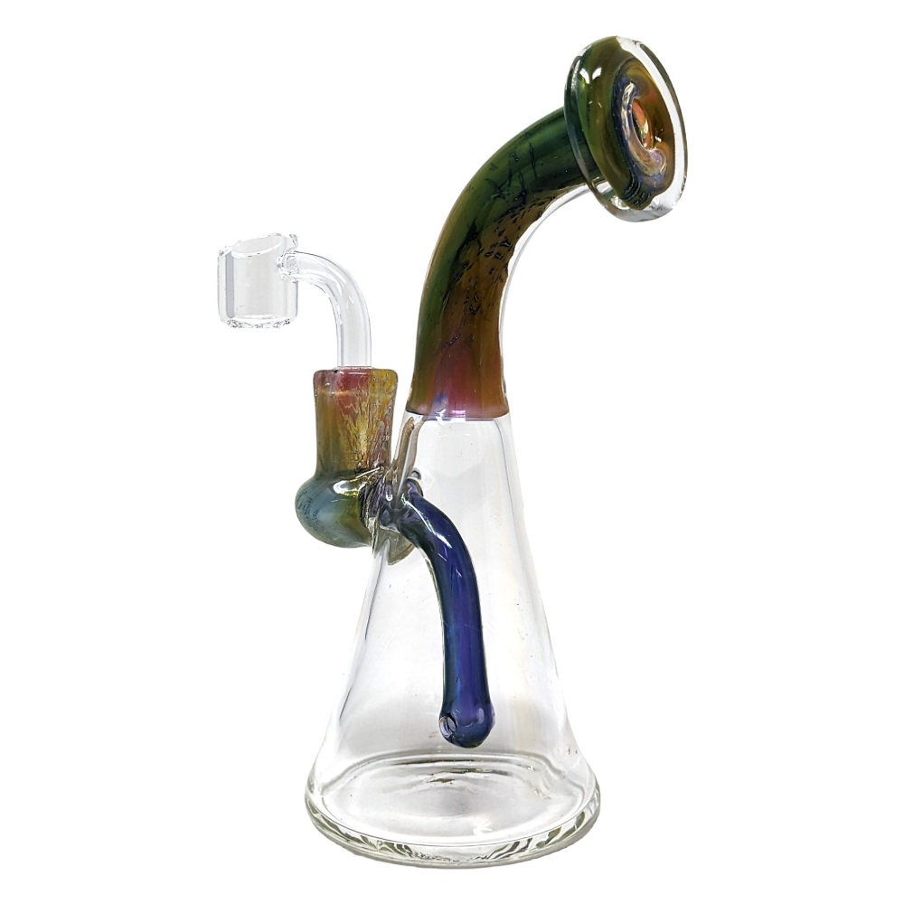 7   Mini Gold & Silver Fumed Cone Water Pipe Rig - [AM259]
