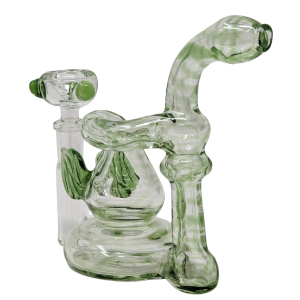 4" Wide Base Dual Leaf Recycler Bubbler Hand Pipe - [M29]
