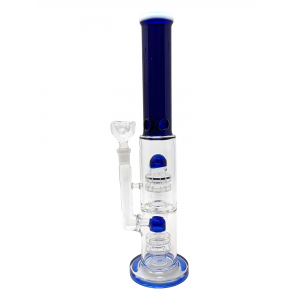 14" Assorted Double Matrix Dome Perc Ice Catcher Straight Water Pipe Rig - [PCL591]