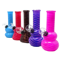 5" Solid Assorted Color Net Art Water Pipe - [PGB324]