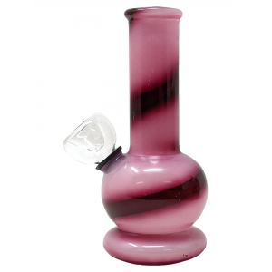 5" Assorted Striped Water Pipe with Glass On Rubber Downstem - [PGB348]