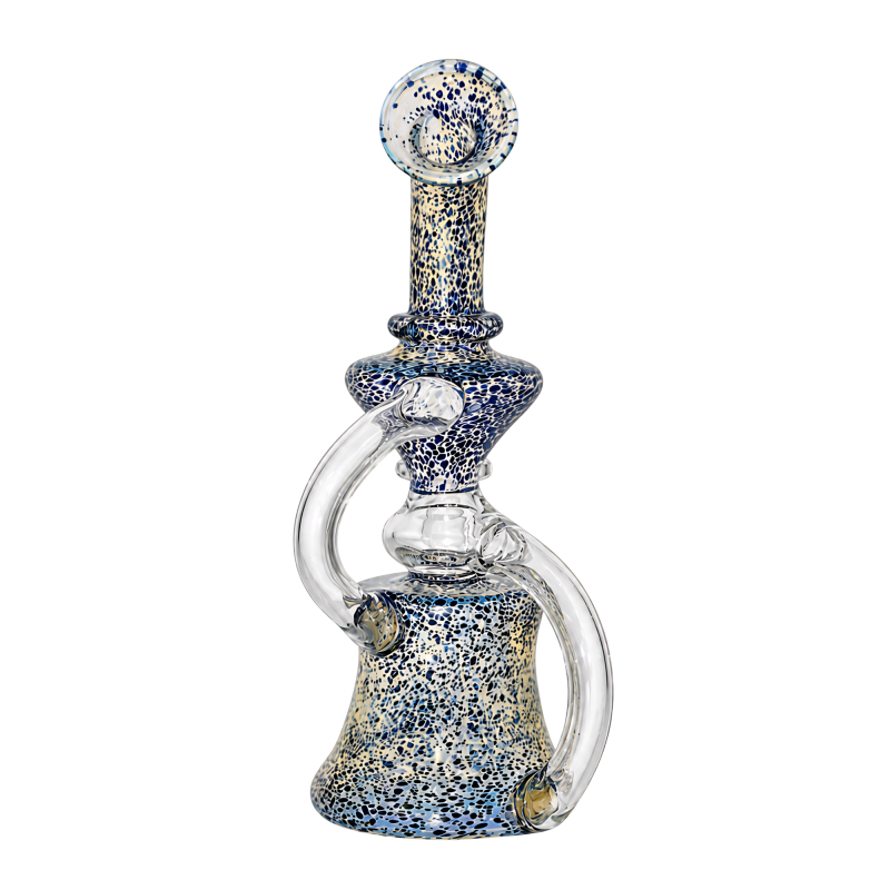 8" Fumed Glass Speckle Art Recycler Water Pipe