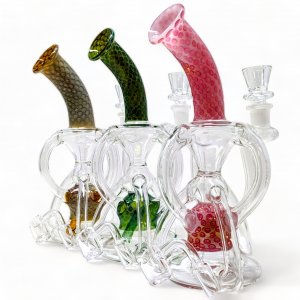 9" Lacto-Hexa-Sphere Art W/ 4mm Quartz Banger Recycler - [RC4-AM]