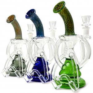 8" Buzzhive Art Beaker Body W/ 4mm Quartz Banger Recycler - [RC5-AM]