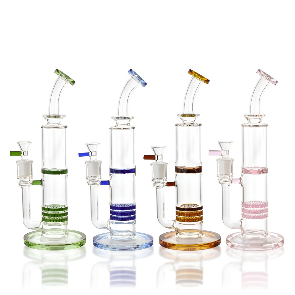 Triple Honeycomb & Hurricane Perc – 11" Straight Glass Bong 11-Inch Triple Honeycomb and Hurricane Perc Straight Glass Water Pipe