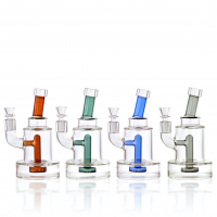 7.5" Bent Neck Showerhead Perc Cylindrical Water Pipe -  [RG103]