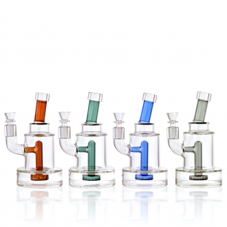7.5" Bent Neck Showerhead Perc Cylindrical Water Pipe -  [RG103]