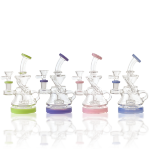 6.5" Mini Loop-Arm Showerhead Perc Recycler Water Pipe - [RG105]