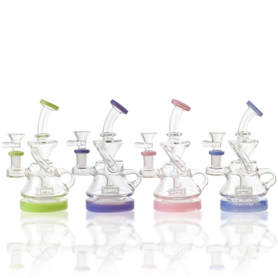 6.5" Mini Loop-Arm Showerhead Perc Recycler Water Pipe - [RG105]