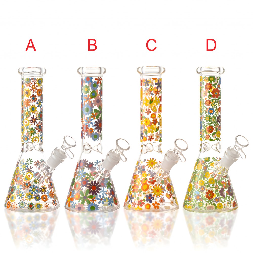 Daisy Dreams Beaker Bong – 9.5" Floral Water Pipe 9.5-Inch Daisy Dreams Floral Beaker Glass Water Pipe