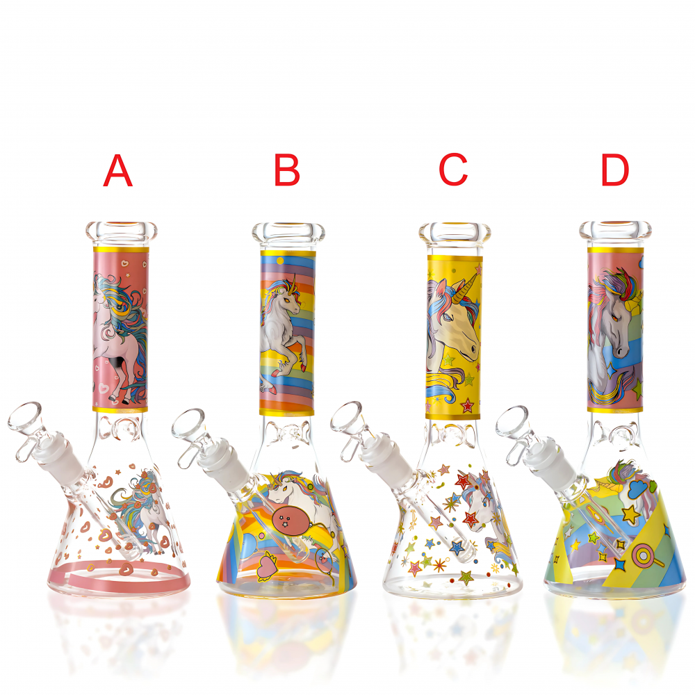 Unicorn’s Kiss Bong – 10" Beaker Style Water Pipe 10-Inch Dreamy Delight Unicorn’s Kiss Beaker Water Pipe – Fantasy Design