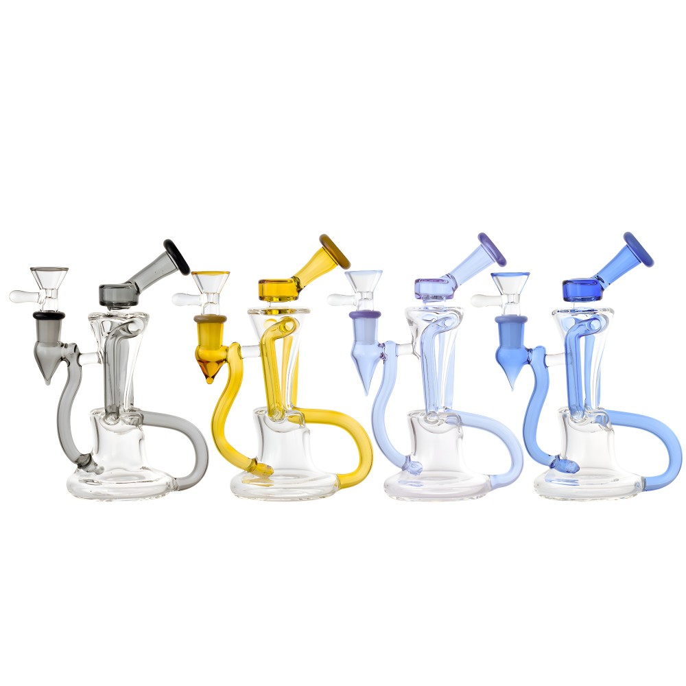 7" Helix Arm Recycler Water Pipe with Functional Glass Design 7 Inch Helix Arm Recycler Glass Water Pipe