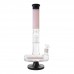 15.5" Tree Perc Inline Straight Tube Bong – Dual Perc Glass Water Pipe 15.5" Straight Tube Water Pipe with Tree and Inline Percs