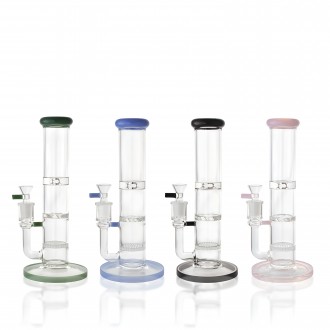 10" Straight Tube Honeycomb & Hurricane Perc Water Pipe - [RG128]