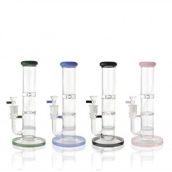 10" Straight Tube Honeycomb & Hurricane Perc Water Pipe - [RG128]