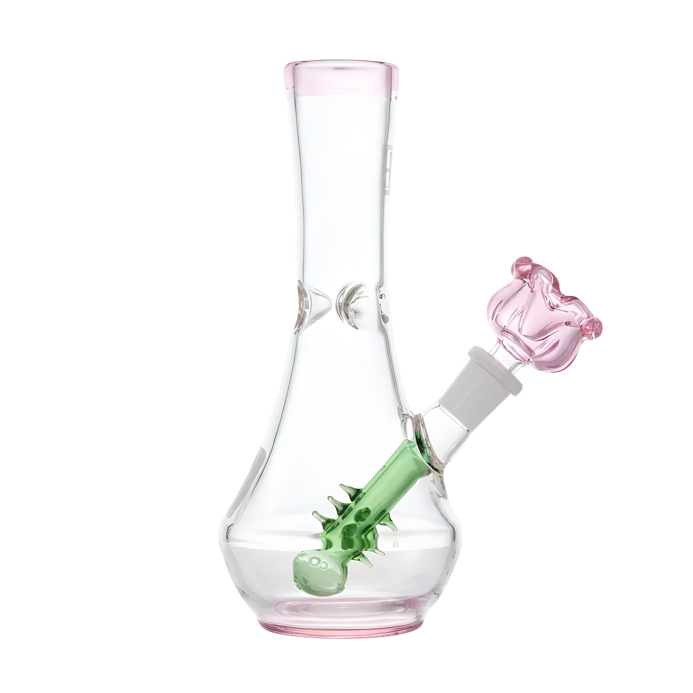 HEMPER 7.5 inch happy cactus stem water pipe with rosebud bowl