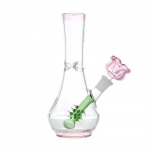 HEMPER 7.5 inch happy cactus stem water pipe with rosebud bowl