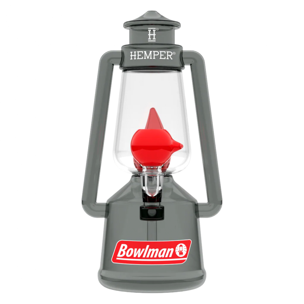 HEMPER 10 inch Bowlman lantern double perc red glass water pipe