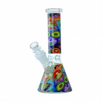 8" Trippy Galactic Mushroom Art Beaker Water Pipe